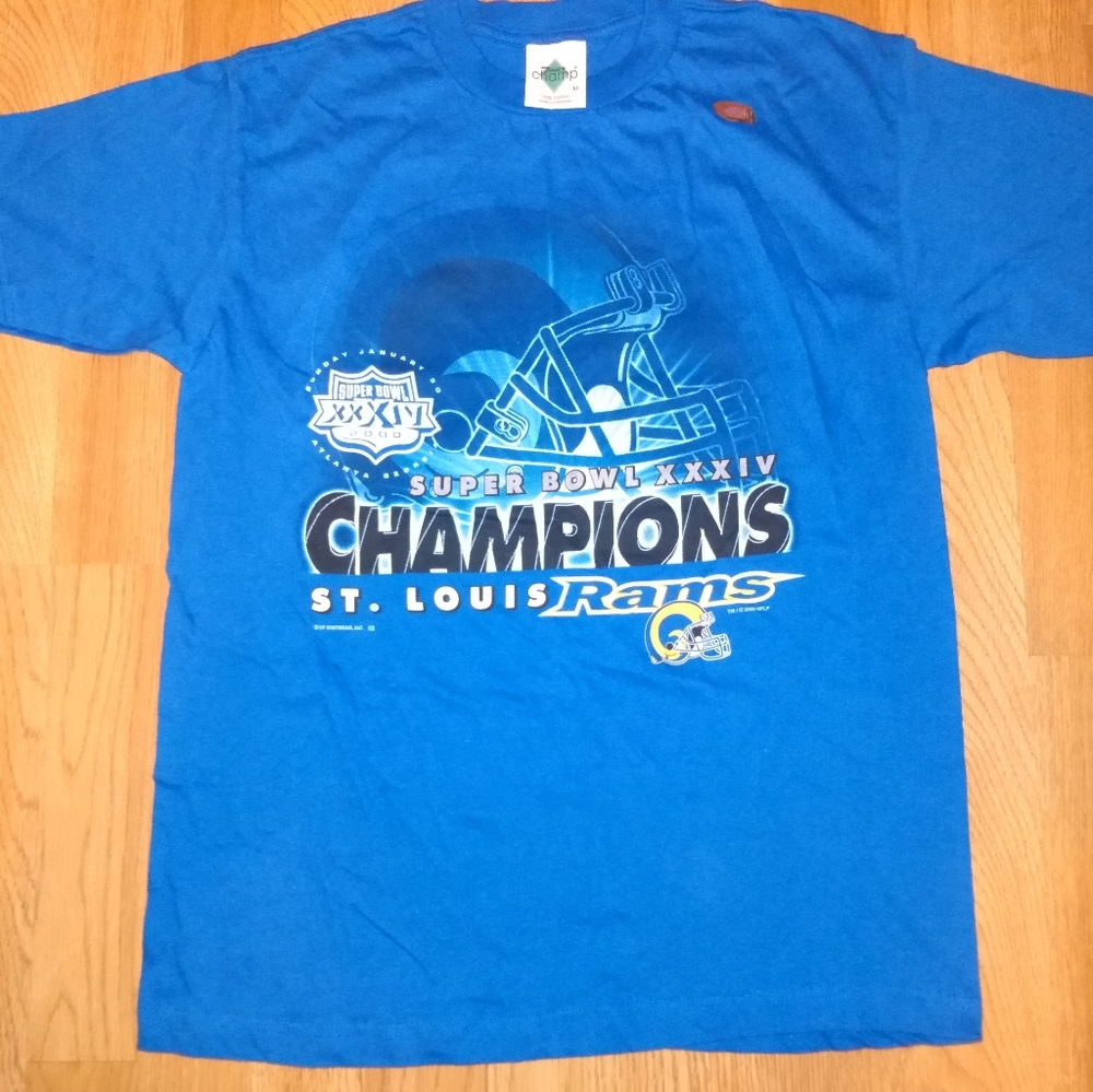 Vintage St Louis Rams Super Bowl 34 Medium Blue shirt